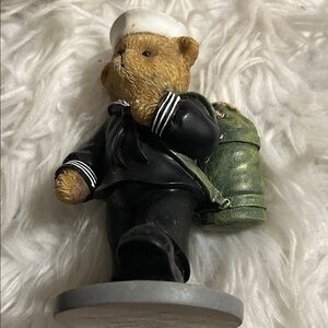 Sailor Bear Figurine in Black and Green